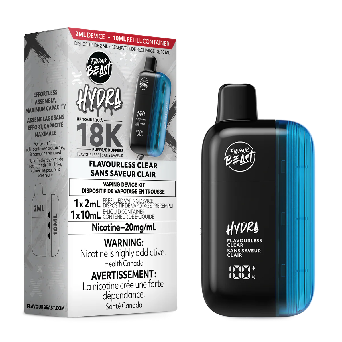 Flavour Beast Hydra Flavourless Clear 18K Puffs 10ml (Pack of 5) QC Compliant
