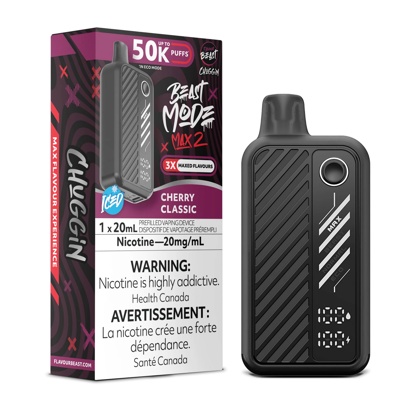 Flavour Beast Mode Max 2 Cherry Classic Iced 50K Puffs 20ml (Pack of 5)