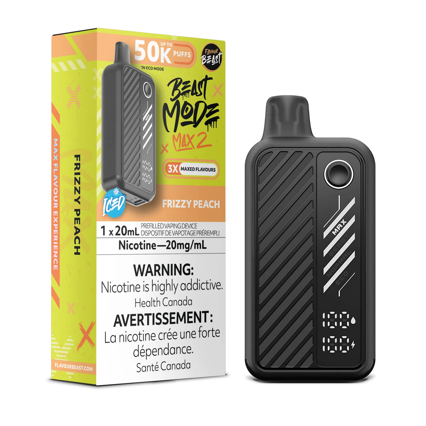 Flavour Beast Mode Max 2 Frizzy Peach Iced 50K Puffs 20ml (Pack of 5)
