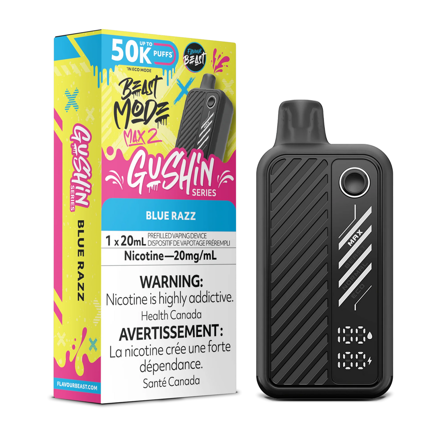Flavour Beast Mode Max 2 Gushin Blue Razz 50K Puffs 20ml (Pack of 5)