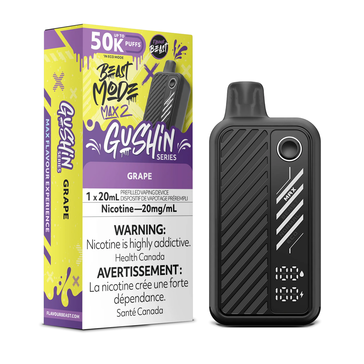 Flavour Beast Mode Max 2 Gushin Grape 50K Puffs 20ml (Pack of 5)