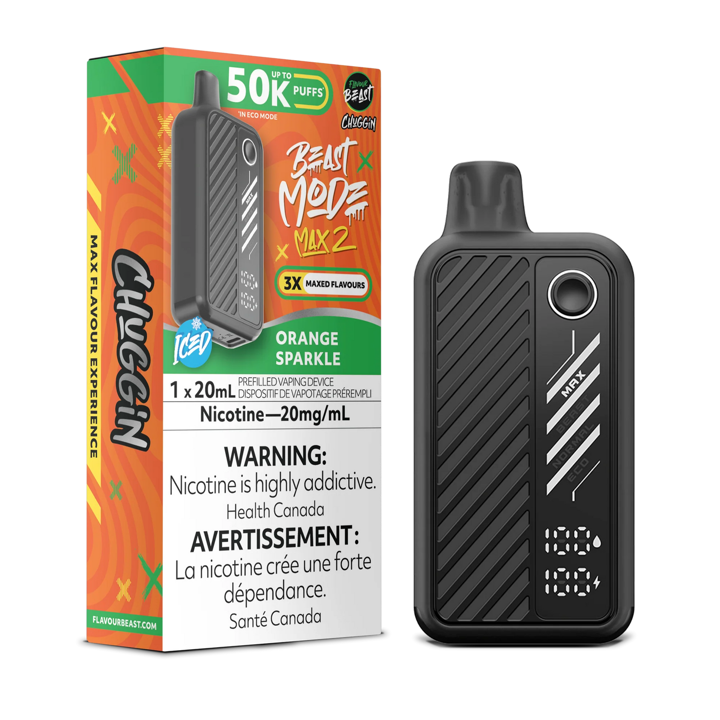 Flavour Beast Mode Max 2 Orange Sparkle Iced 50K Puffs 20ml (Pack of 5)