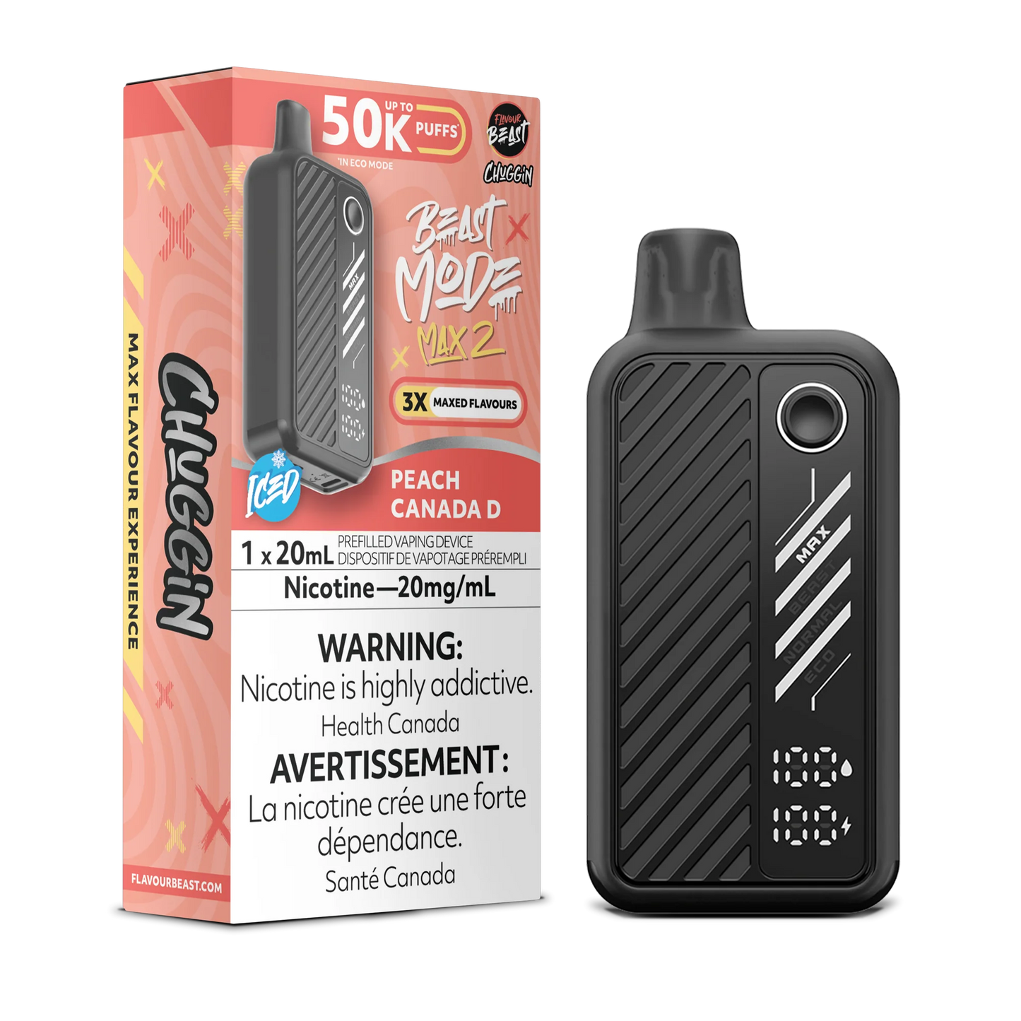 Flavour Beast Mode Max 2 Peach Canada D Iced 50K Puffs 20ml (Pack of 5)