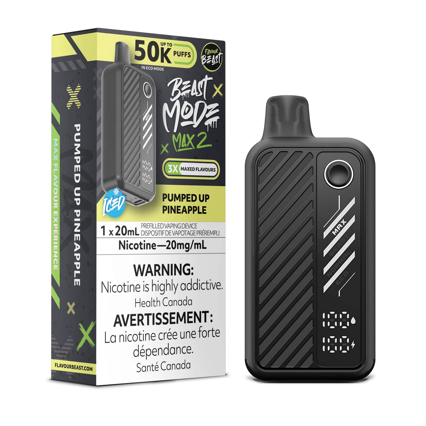 Flavour Beast Mode Max 2 Pumped Up Pineapple Iced 50K Puffs 20ml (Pack of 5)