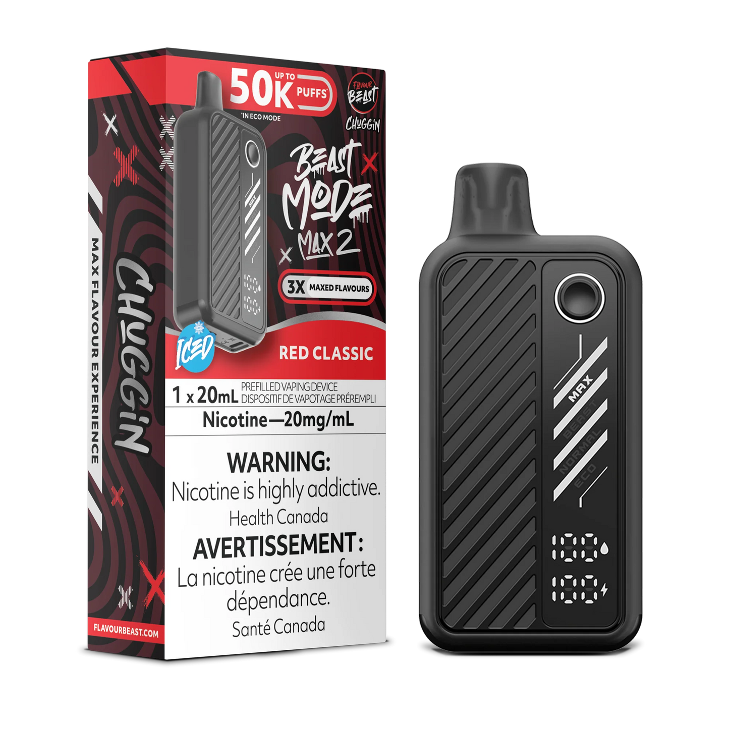 Flavour Beast Mode Max 2 Red Classic Iced 50K Puffs 20ml (Pack of 5)
