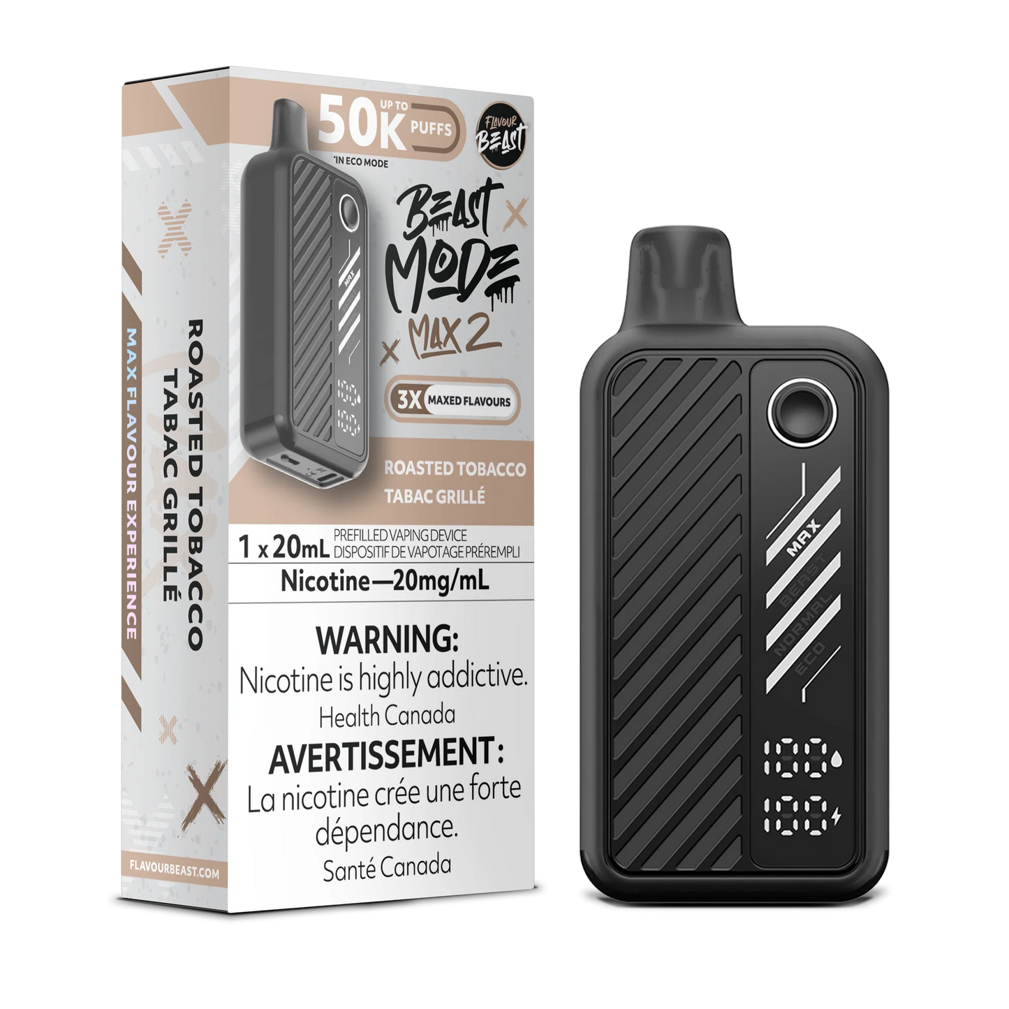 Flavour Beast Mode Max 2 Roasted Tobacco 50K Puffs 20ml (Pack of 5)