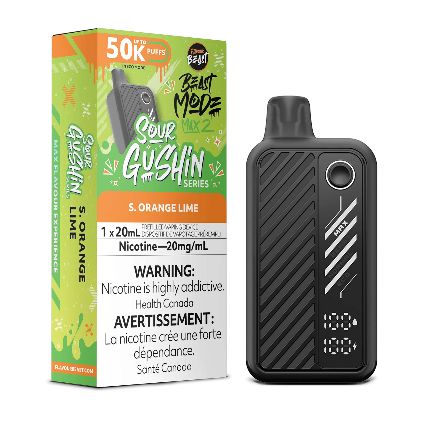 Flavour Beast Mode Max 2 S. Orange Lime 50K Puffs 20ml (Pack of 5)