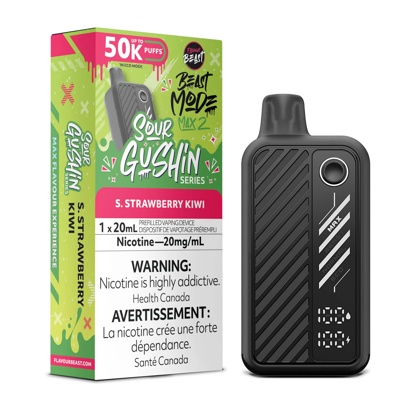 Flavour Beast Mode Max 2 S. Strawberry Kiwi 50K Puffs 20ml (Pack of 5)
