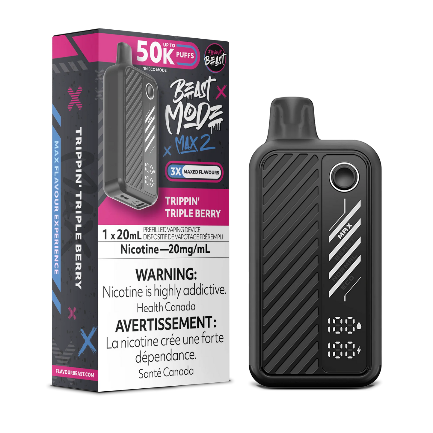 Flavour Beast Mode Max 2 Trippin' Triple Berry 50K Puffs 20ml (Pack of 5)