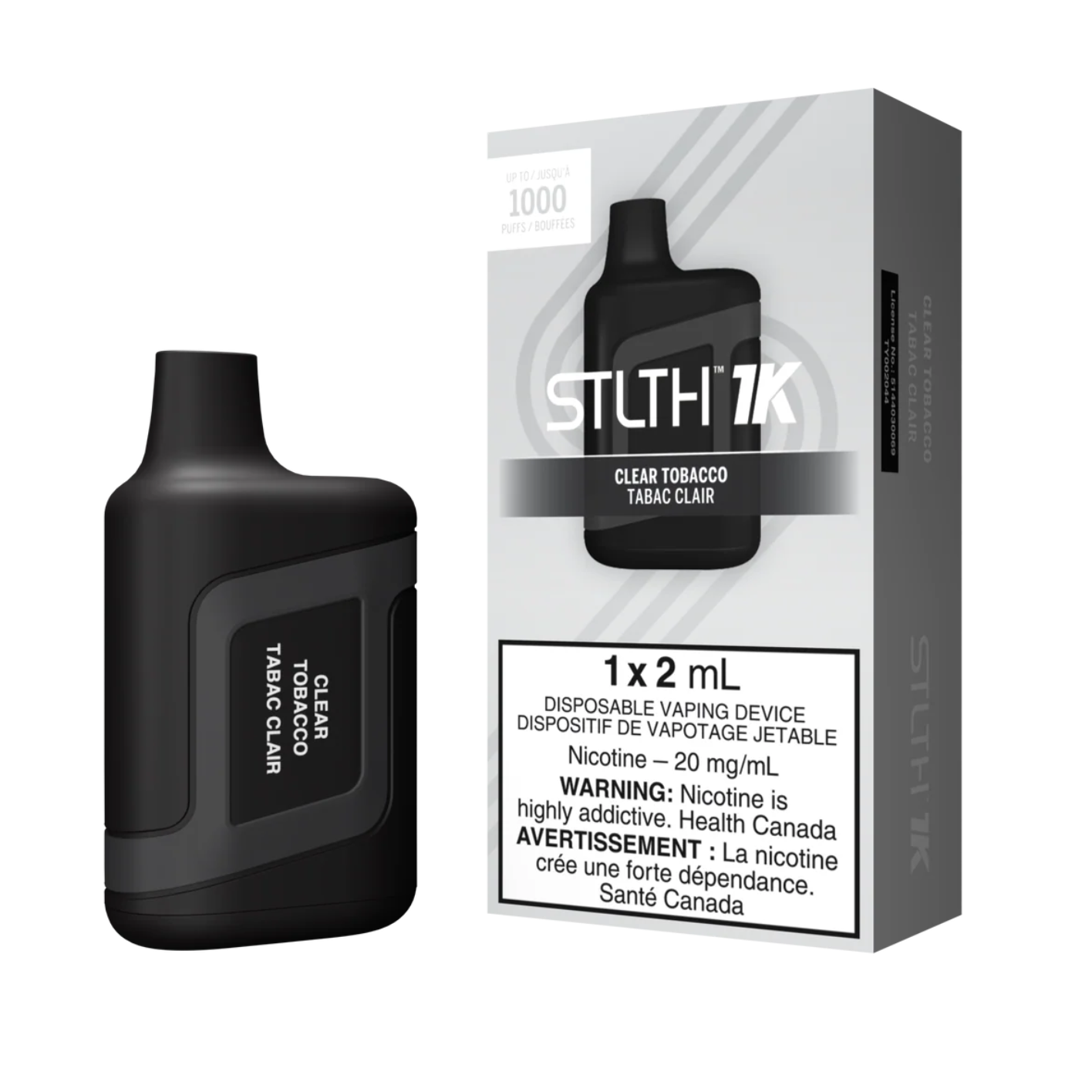 STLTH 1K Clear Tobacco 1K Puffs 2ml (Pack of 5) QC Compliant