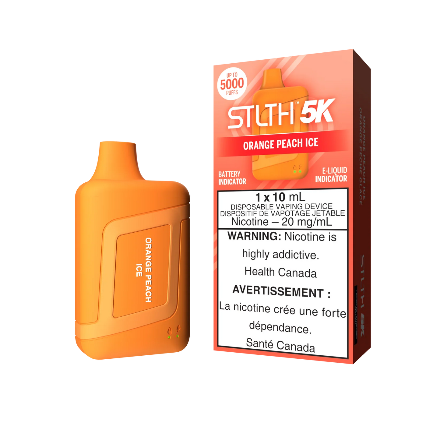 STLTH 5K Puffs Orange Peach Ice 10ml (Pack of 5)
