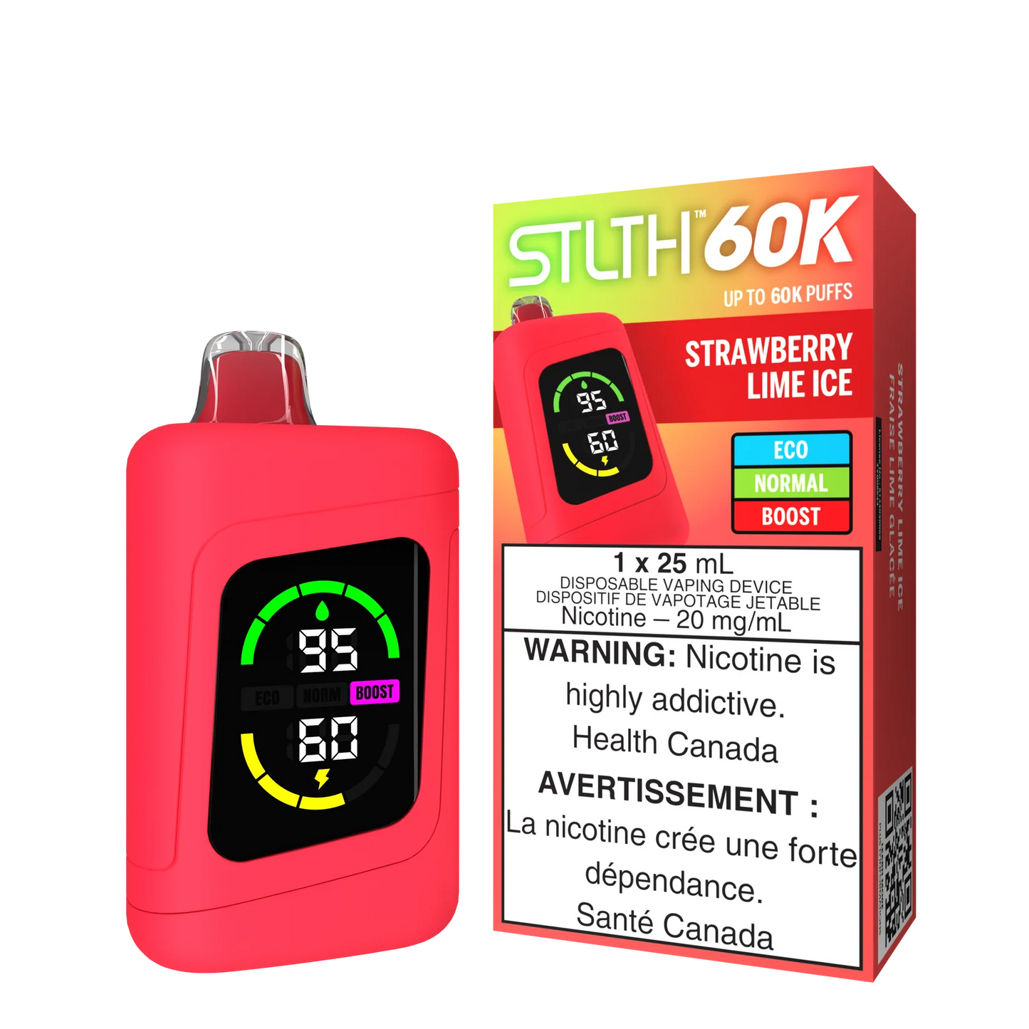 STLTH 60K Puffs Strawberry Lime Ice 25ml (Pack of 4)