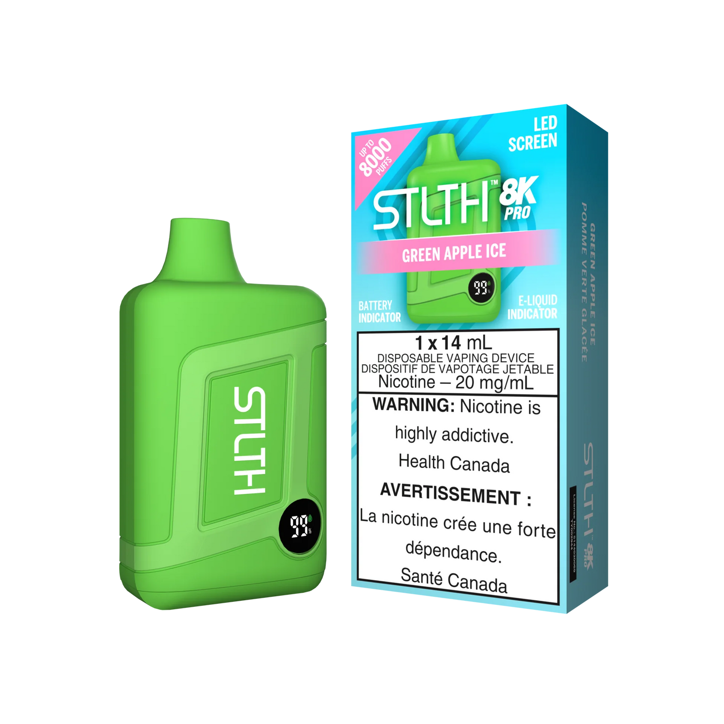 STLTH 8K Pro Green Apple Ice 14ml (Pack of 5)