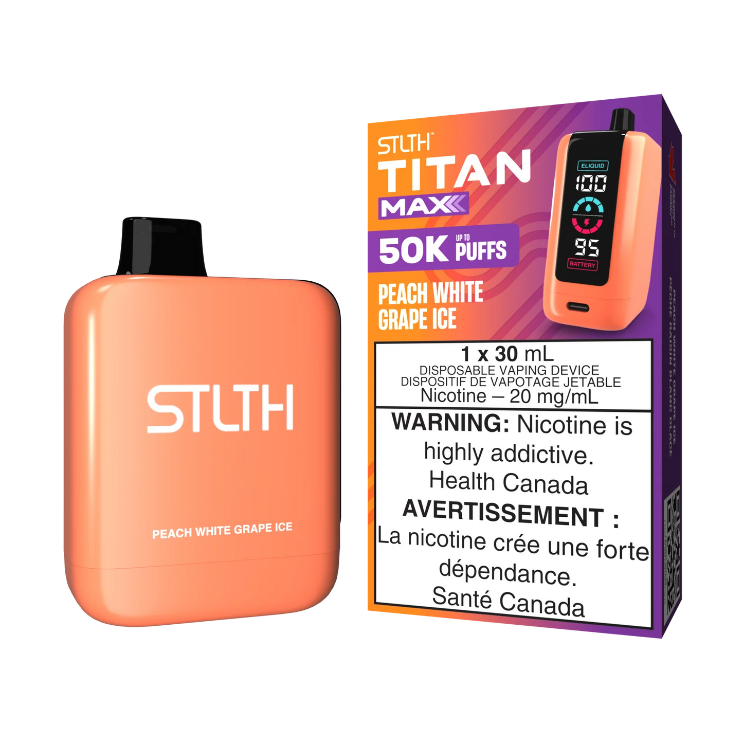 STLTH Titan Max Peach White Grape Ice 50k Puffs (Pack of 4)