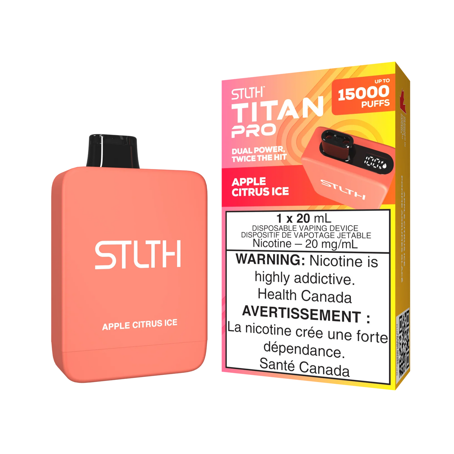 STLTH Titan Pro Apple Citrus Ice 15,000 PUFFS 20mg Nicotine (Pack of 5)