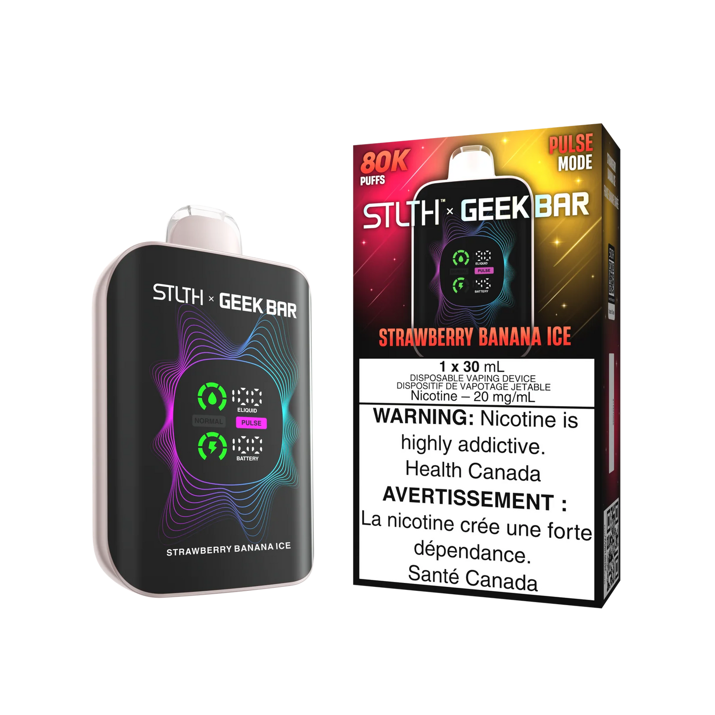 STLTH x GEEK BAR Strawberry Banana Ice 80k Puffs 30ml (Pack of 4)
