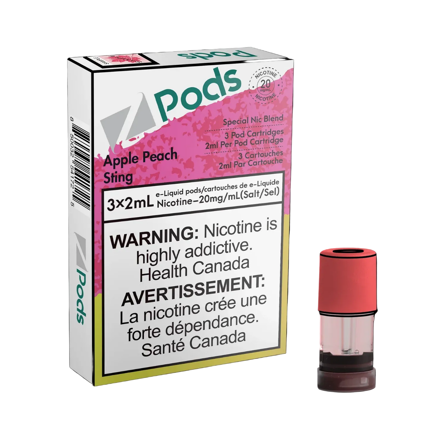 ZPODS Apple Peach Sting 3x2ml Pod Cartridges (Pack of 5)
