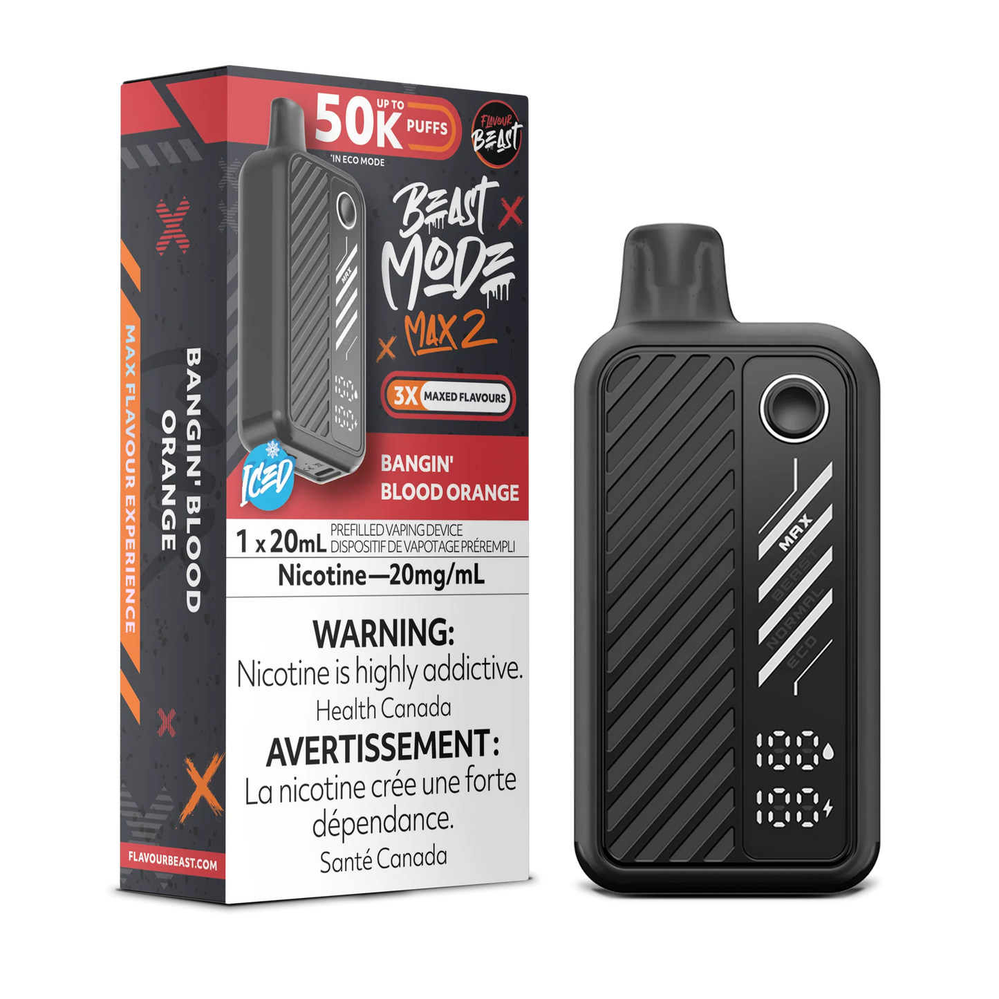 Flavour Beast Mode Max 2 Bangin' Blood Orange Iced 50K Puffs 20ml (Pack of 5)