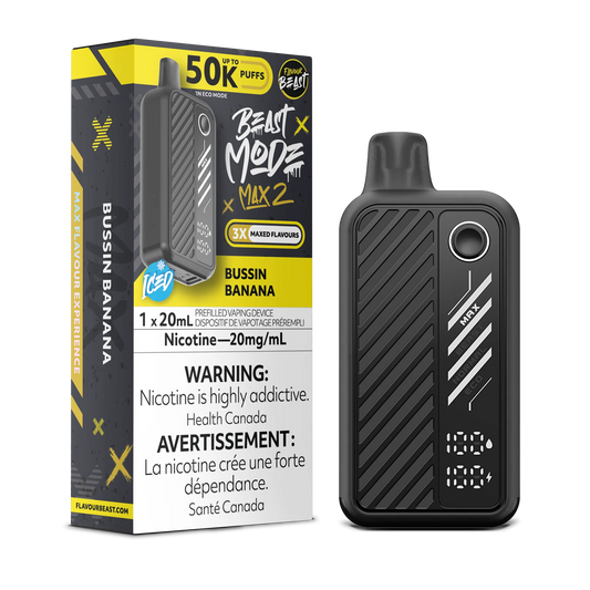 Flavour Beast Mode Max 2 Bussin Banana Iced 50K Puffs 20ml (Pack of 5)