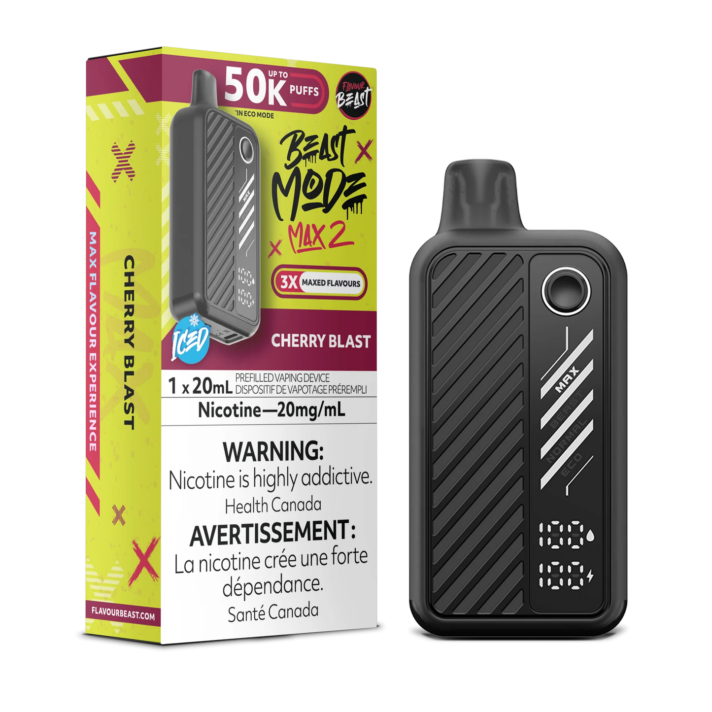 Flavour Beast Mode Max 2 Cherry Blast Iced 50K Puffs 20ml (Pack of 5)