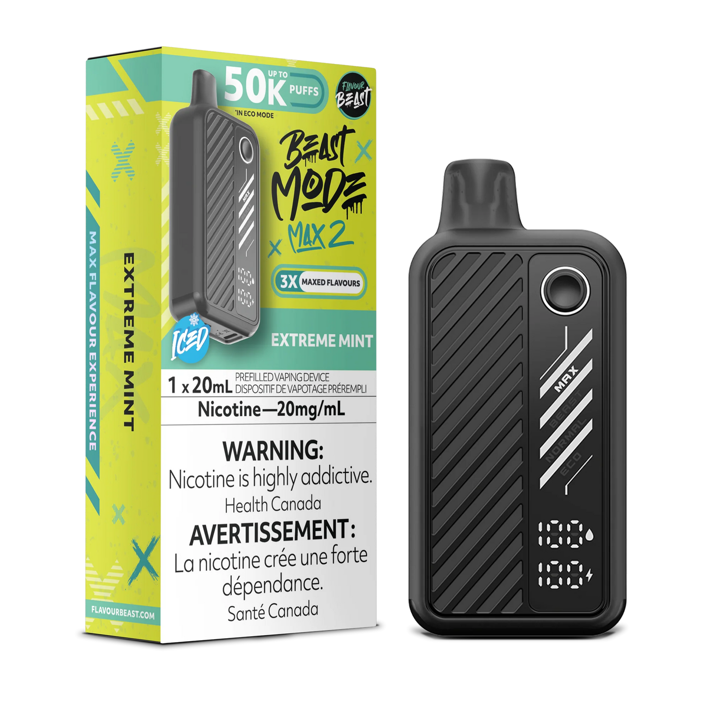 Flavour Beast Mode Max 2 Extreme Mint Iced 50K Puffs 20ml (Pack of 5)