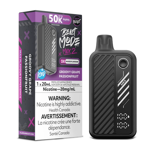 Flavour Beast Mode Max 2 Groovy Grape Passionfruit Iced 50K Puffs 20ml (Pack of 5)