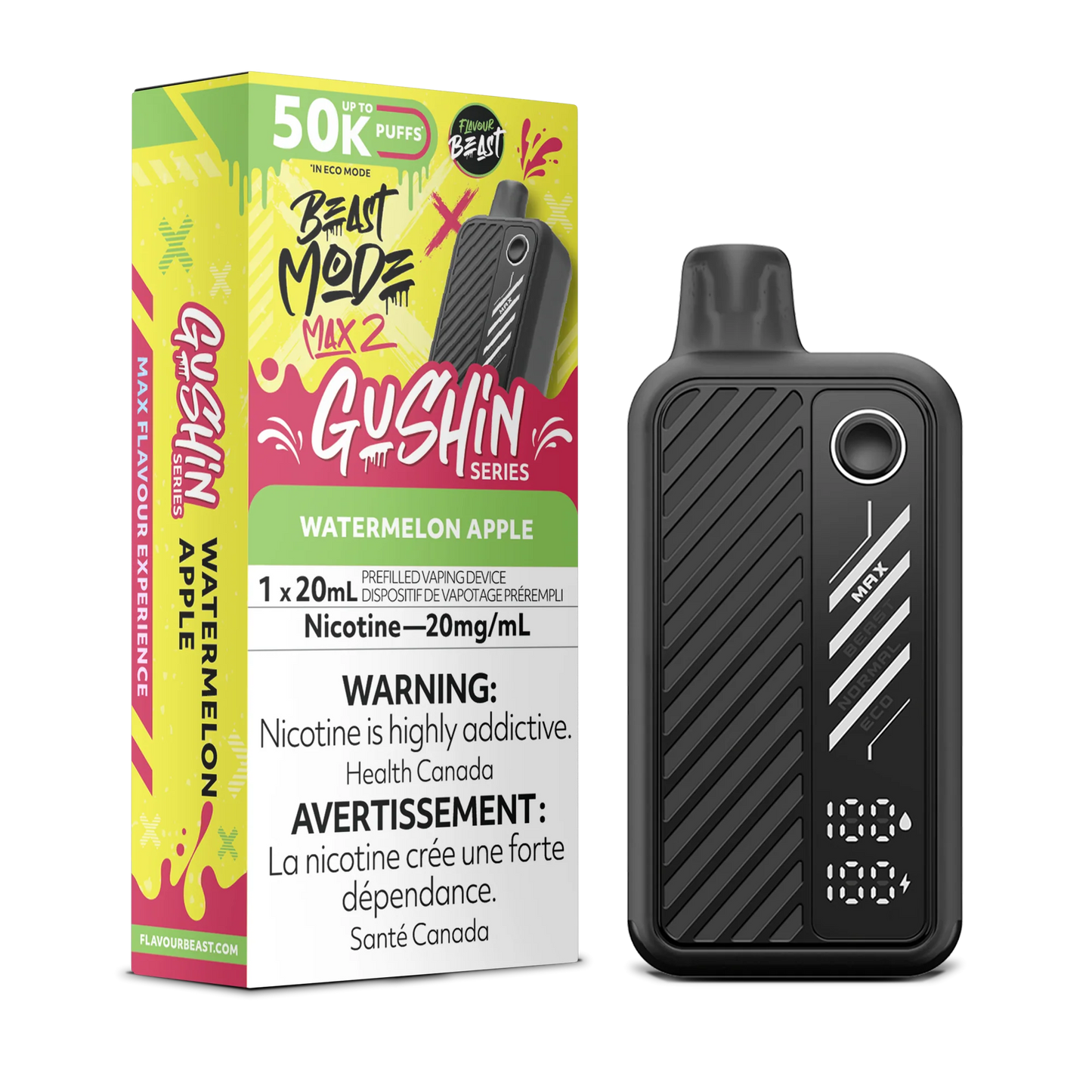 Flavour Beast Mode Max 2 Gushin Watermelon Apple 50K Puffs 20ml (Pack of 5)