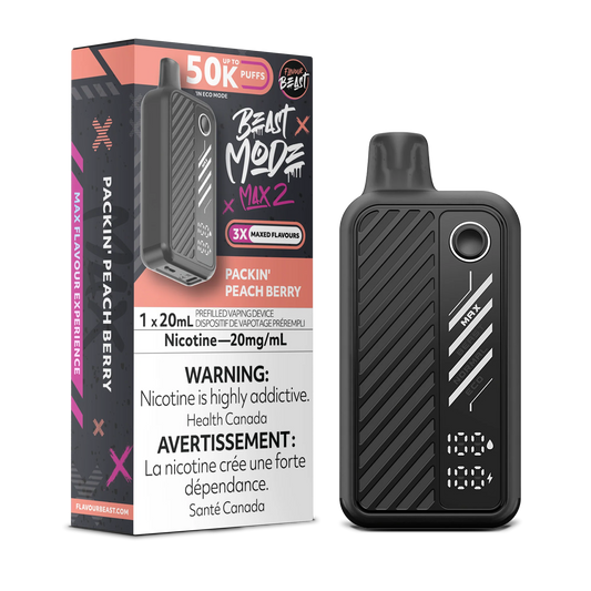 Flavour Beast Mode Max 2 Packin' Peach Berry 50K Puffs 20ml (Pack of 5)