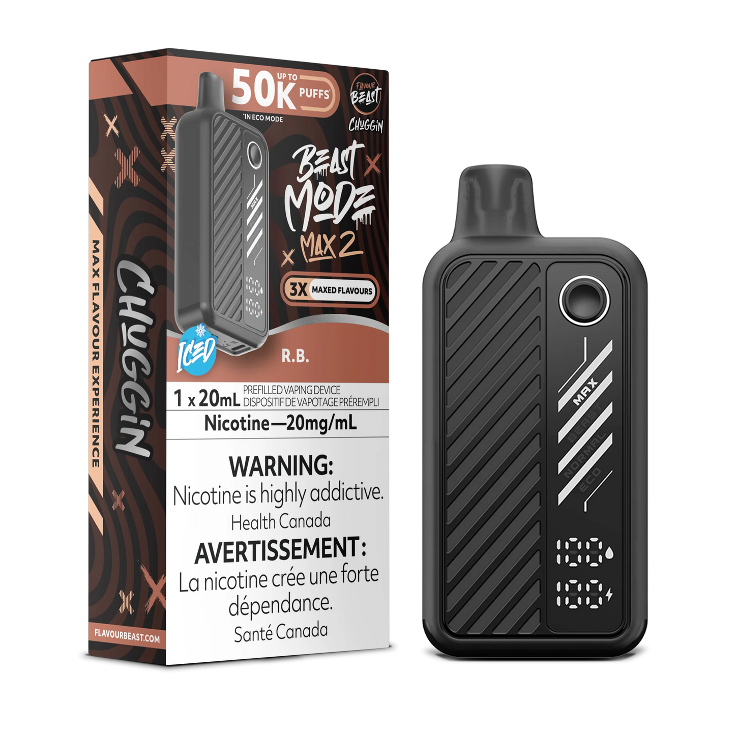 Flavour Beast Mode Max 2 R.B. Iced 50K Puffs 20ml (Pack of 5)