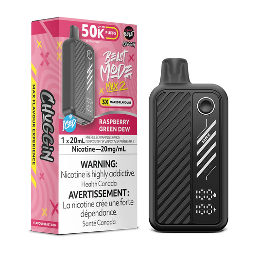 Flavour Beast Mode Max 2 Raspberry Green Dew Iced 50K Puffs 20ml (Pack of 5)