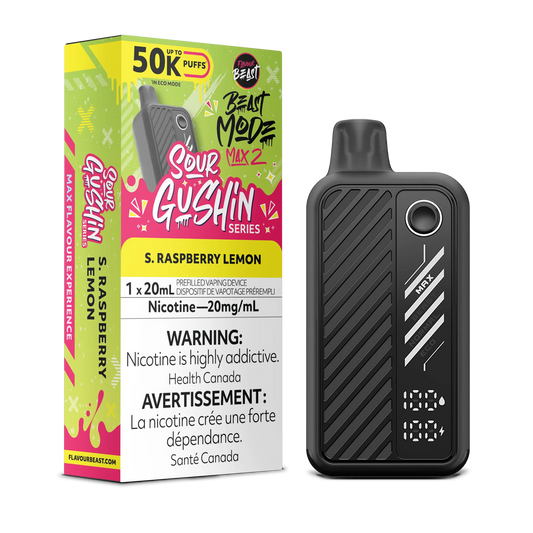 Flavour Beast Mode Max 2 S. Raspberry Lemon 50K Puffs 20ml (Pack of 5)