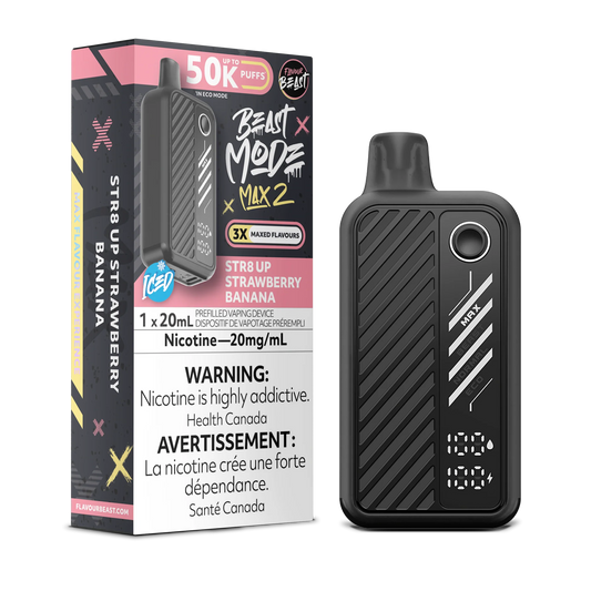 Flavour Beast Mode Max 2 STR8 UP Strawberry Banana Iced 50K Puffs 20ml (Pack of 5)
