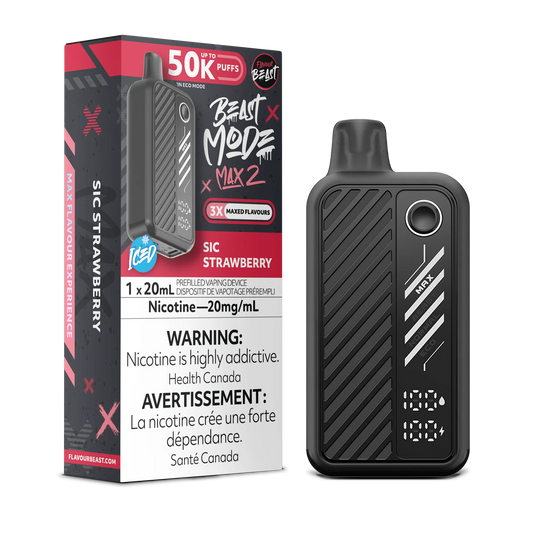 Flavour Beast Mode Max 2 Sic Strawberry Iced 50K Puffs 20ml (Pack of 5)