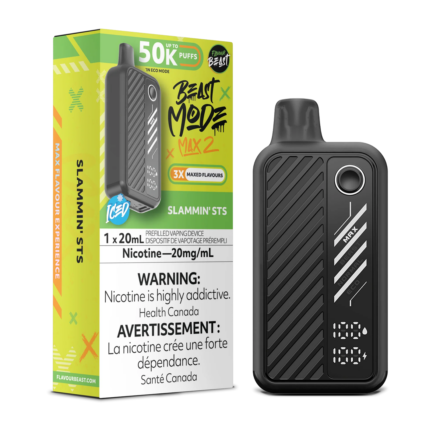 Flavour Beast Mode Max 2 Slammin' STS Iced 50K Puffs 20ml (Pack of 5)