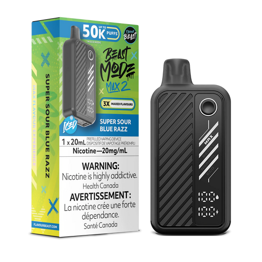 Flavour Beast Mode Max 2 Super Sour Blue Razz Iced 50K Puffs 20ml (Pack of 5)