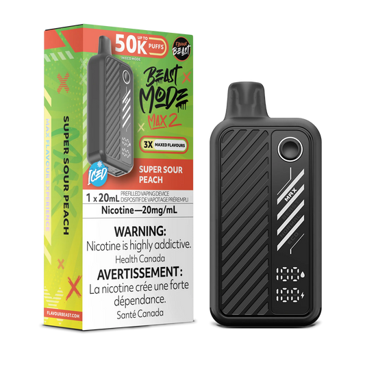 Flavour Beast Mode Max 2 Super Sour Peach Iced 50K Puffs 20ml (Pack of 5)