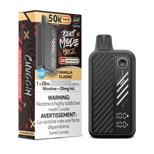 Flavour Beast Mode Max 2 Vanilla Classic Iced 50K Puffs 20ml (Pack of 5)
