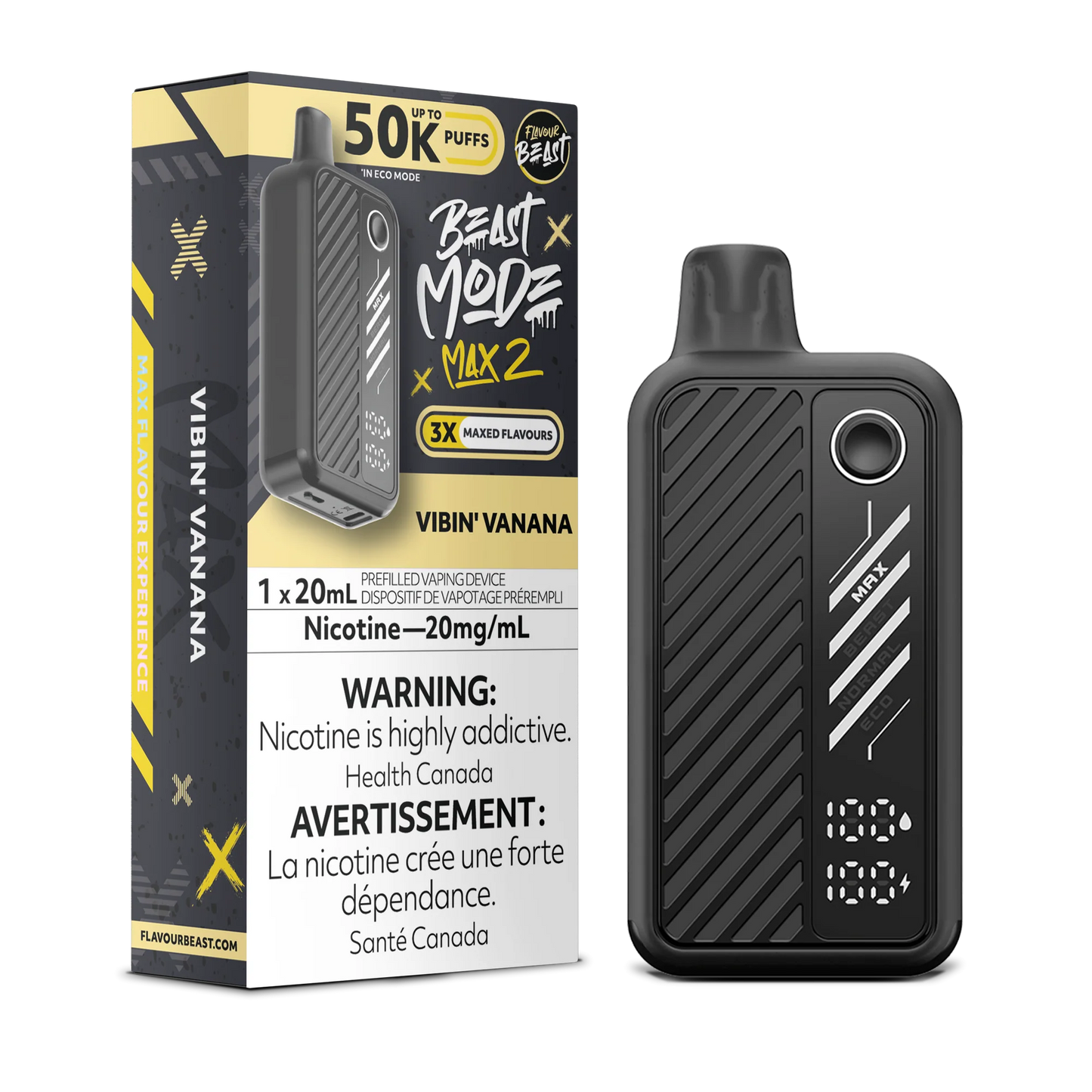 Flavour Beast Mode Max 2 Vibin' Vanana 50K Puffs 20ml (Pack of 5)