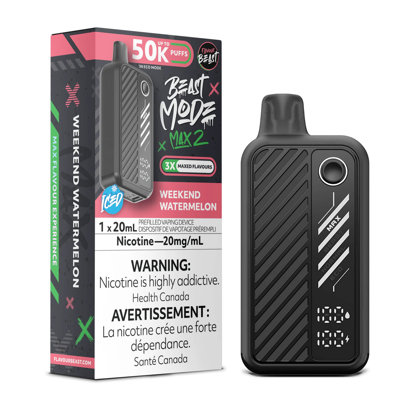 Flavour Beast Mode Max 2 Weekend Watermelon Iced 50K Puffs 20ml (Pack of 5)
