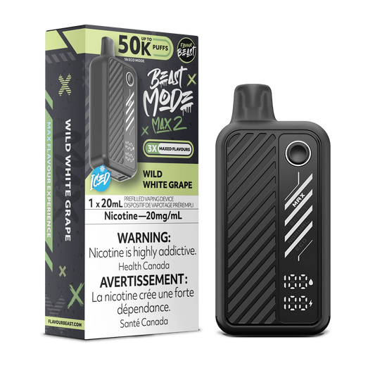 Flavour Beast Mode Max 2 Wild White Grape Iced 50K Puffs 20ml (Pack of 5)