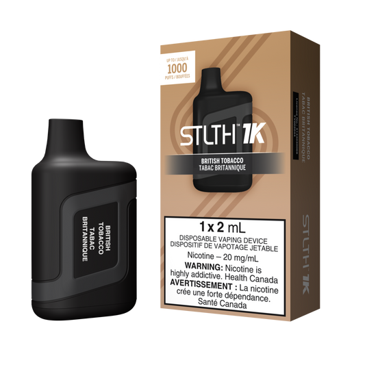 STLTH 1K British Tobacco 1K Puffs 2ml (Pack of 5) QC Compliant