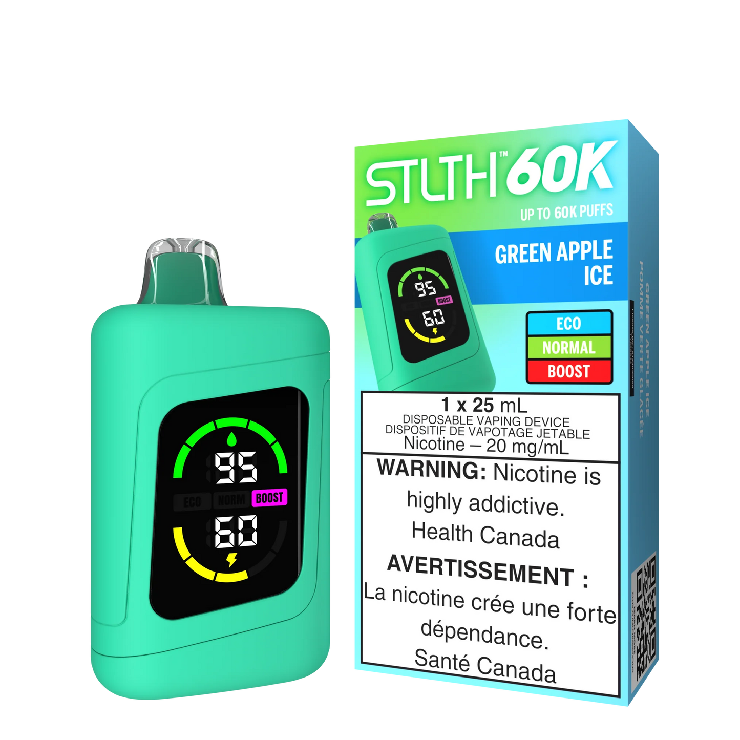 STLTH 60K Puffs Green Apple Ice 25ml (Pack of 4)