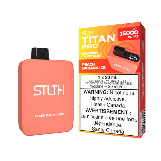 STLTH Titan Pro Peach Banana Ice 15,000 PUFFS 20mg Nicotine (Pack of 5)