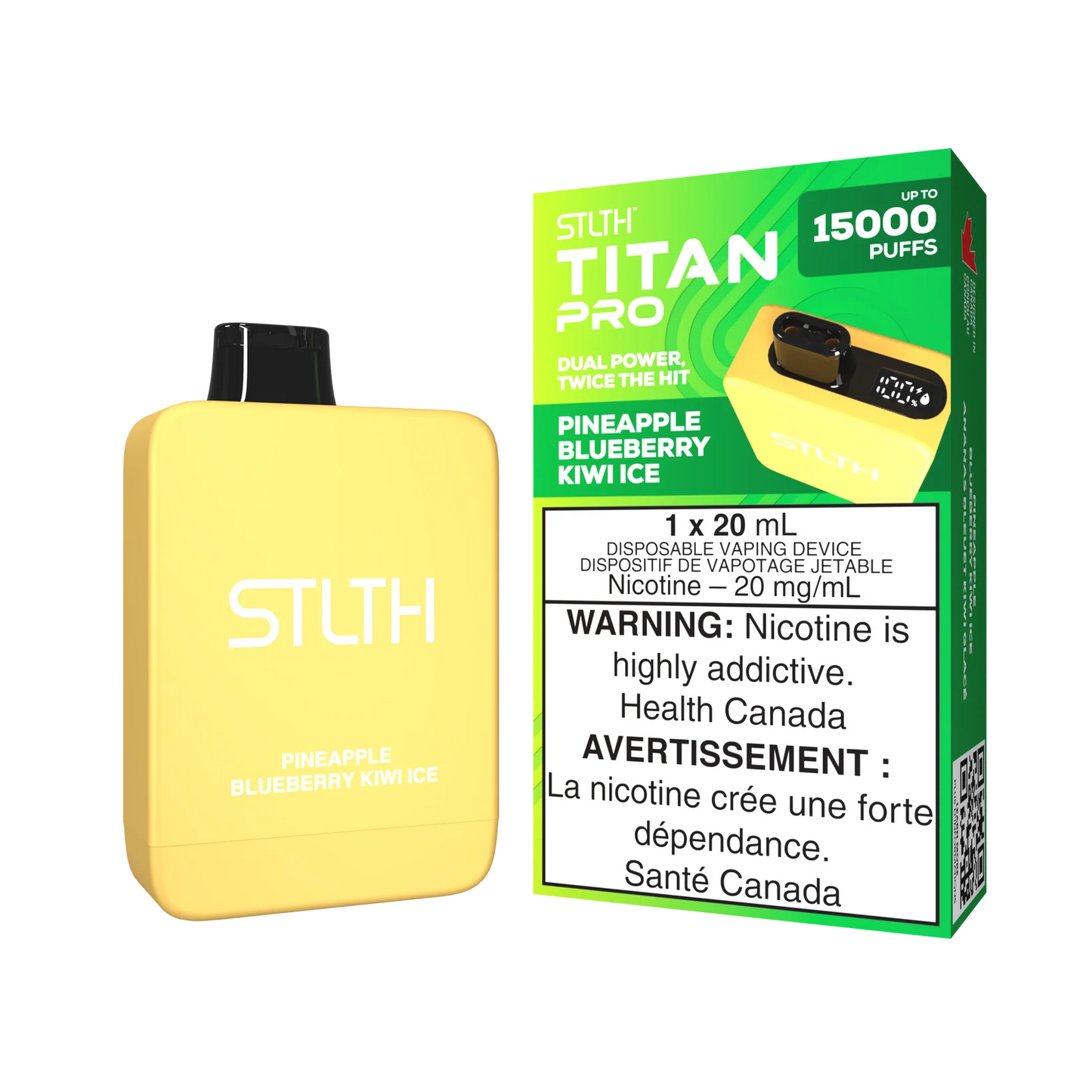 STLTH Titan Pro Pineapple Blueberry Kiwi Ice 15K Puffs 20ml (Pack of 5)