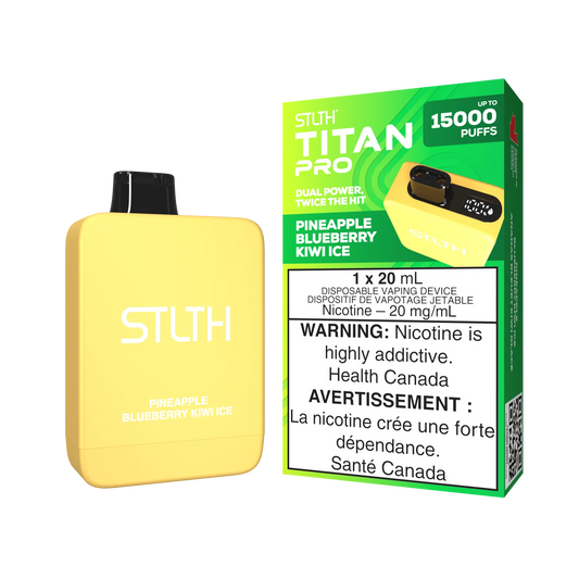 STLTH Titan Pro Pineapple Blueberry Kiwi Ice 15,000 PUFFS 20mg Nicotine (Pack of 5)