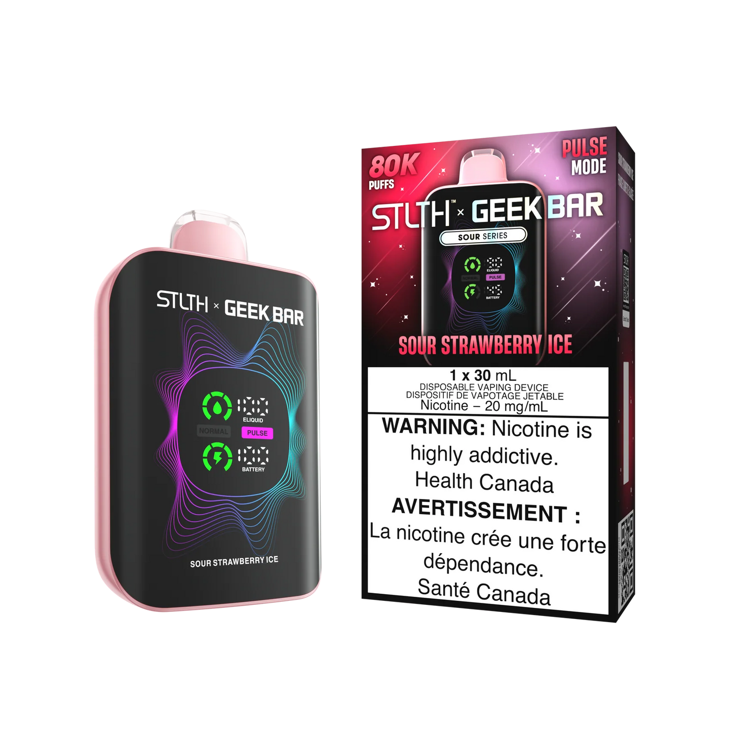 STLTH x GEEK BAR Sour Strawberry Ice 80k Puffs 30ml (Pack of 4)