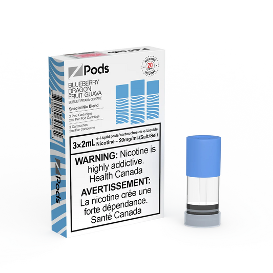 ZPODS Blueberry Dragon Fruit Guava Lemon 3x2ml Pod Cartridges (Pack of 5)