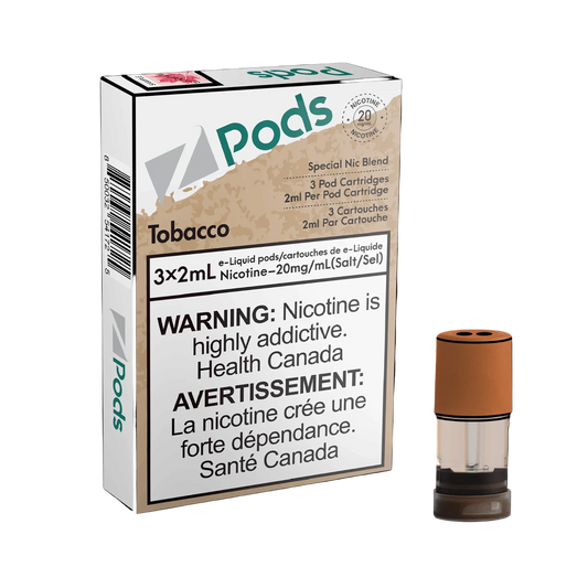 ZPODS Tobacco Blend 3x2ml Pod Cartridges (Pack of 5) QC Compliant